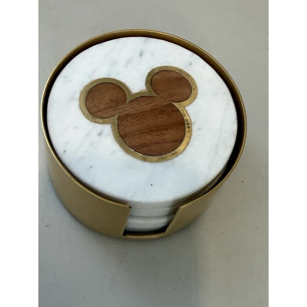 Mickey IMouse Icon Homestead Marble Coaster Set Disney 4 Total